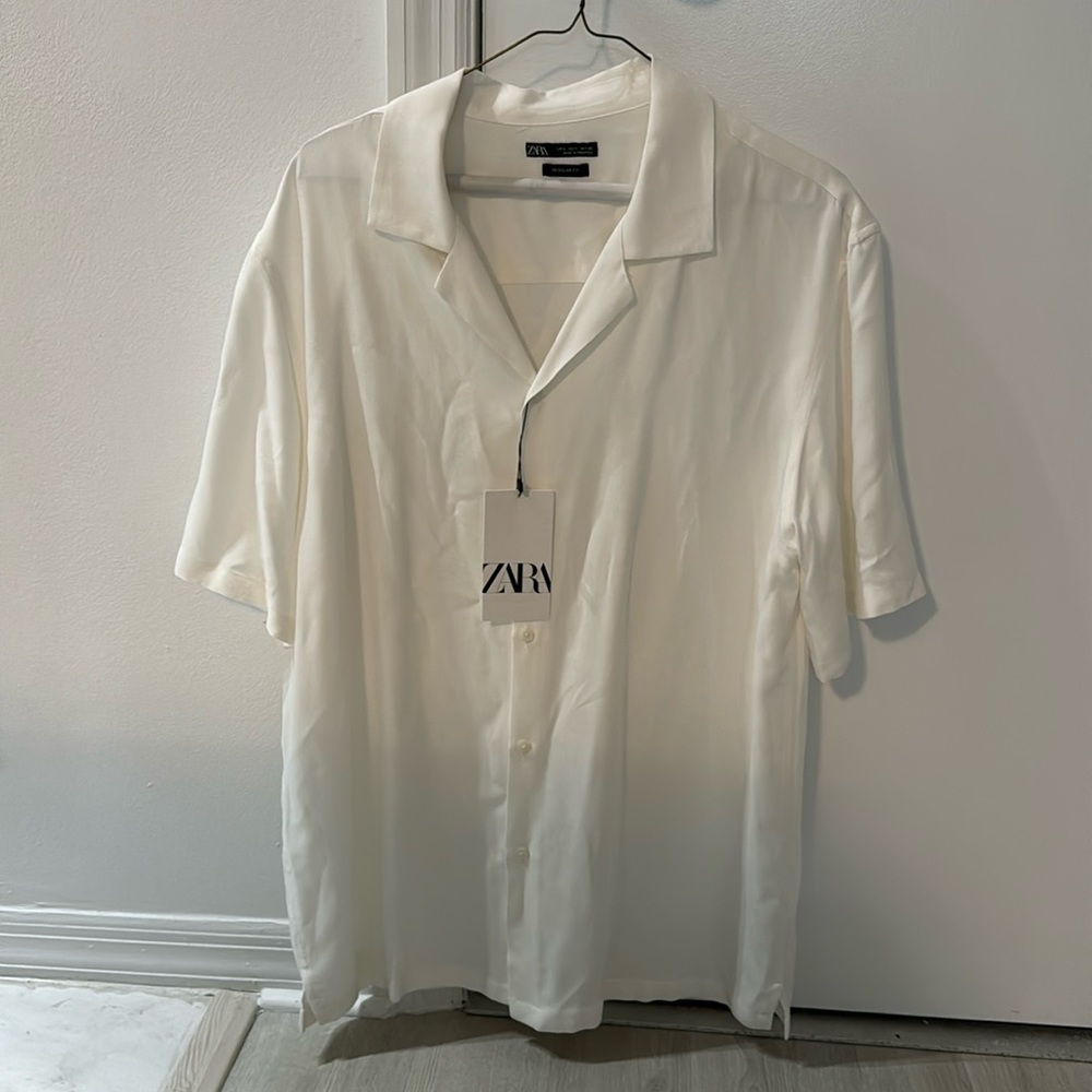 Zara structured viscose shirt, Size L, new with tags